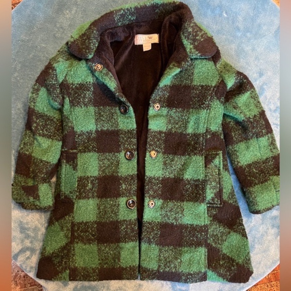 Woolrich Kids Green Plaid Coat